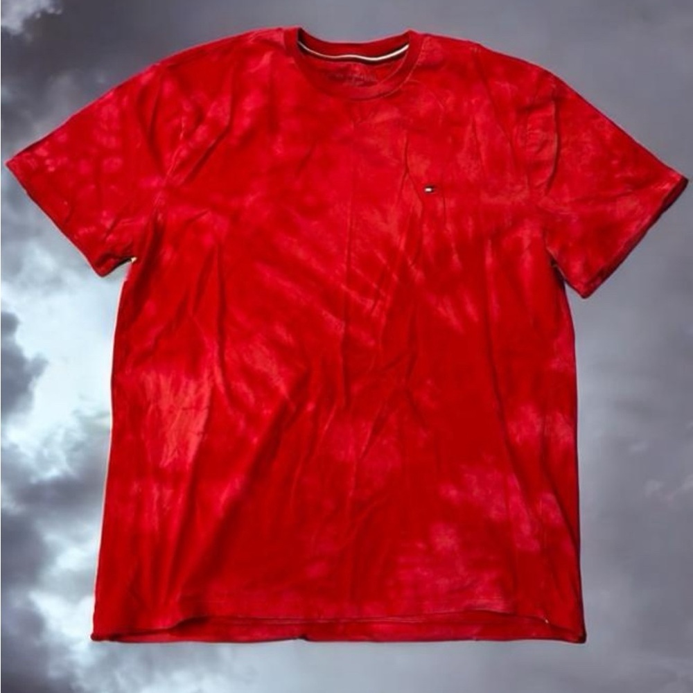 Bright Red Bleached Tommy Hilfiger Tee Size L